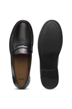 Leather loafers with penny trim