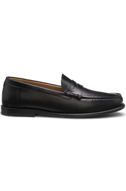 Leather loafers with penny trim