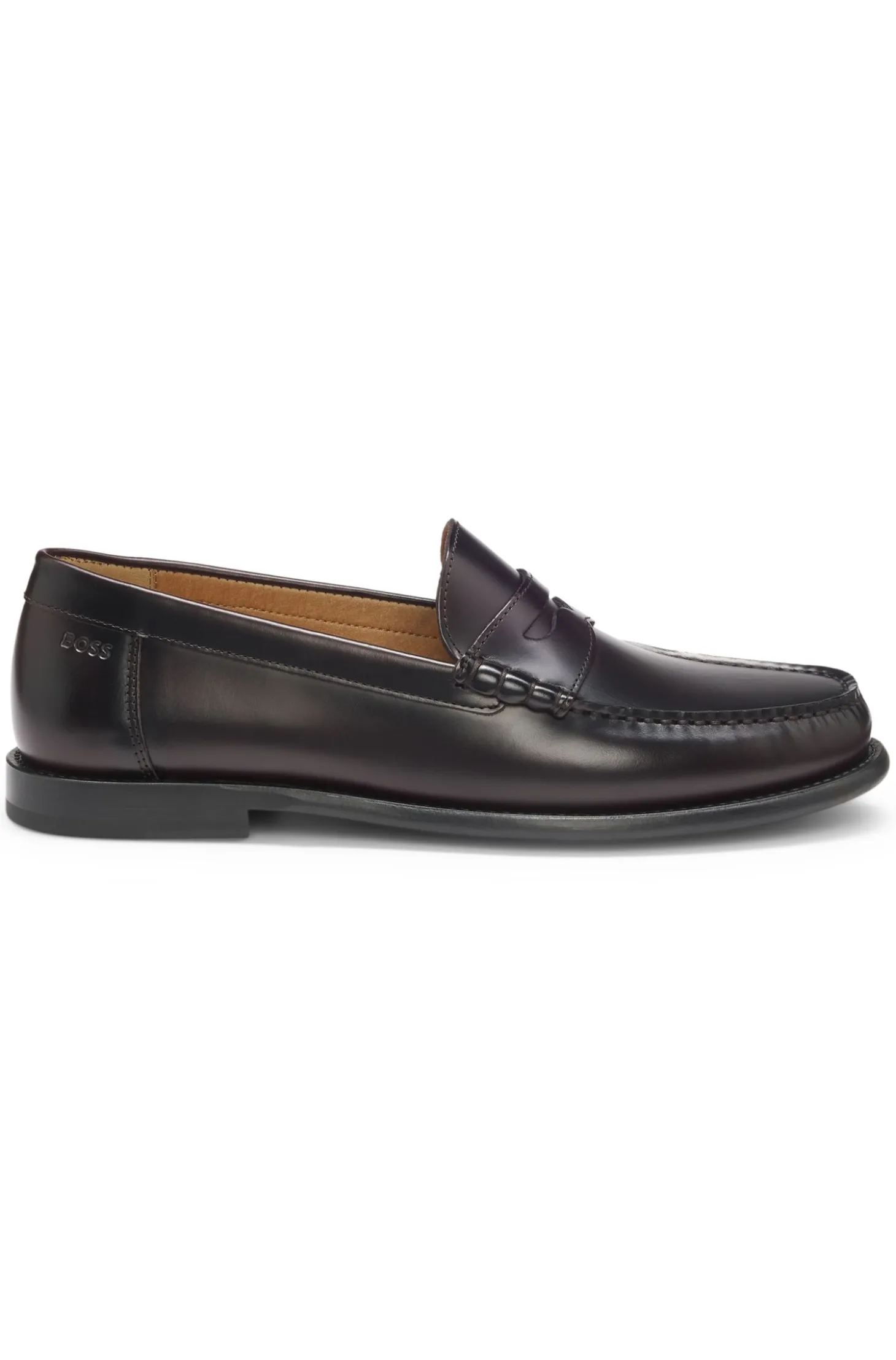 Leather loafers with penny trim