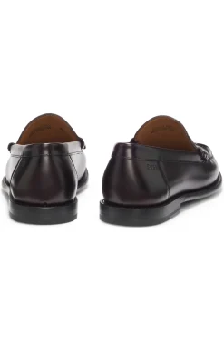 Leather loafers with penny trim