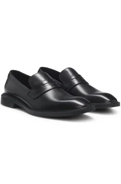 Leather loafers with penny trim
