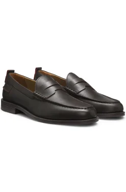 Leather loafers with penny trim