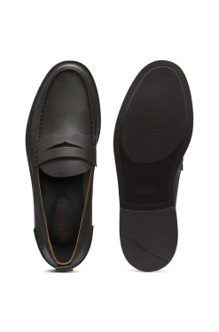 Leather loafers with penny trim