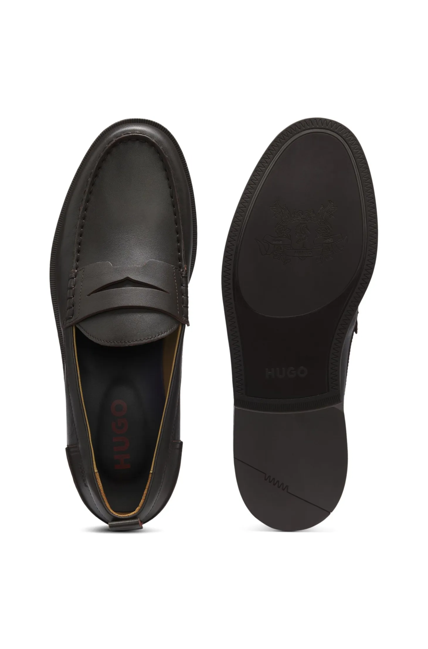 Leather loafers with penny trim