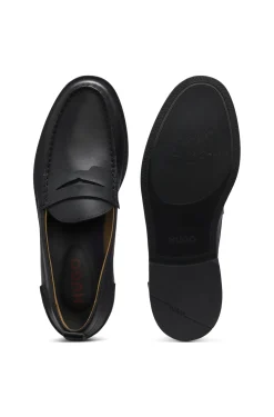 Leather loafers with penny trim