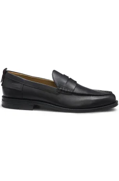 Leather loafers with penny trim