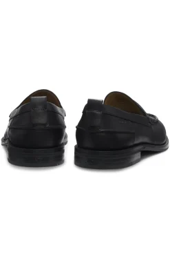 Leather loafers with penny trim