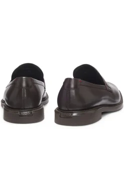 Leather loafers with penny trim