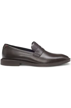 Leather loafers with penny trim