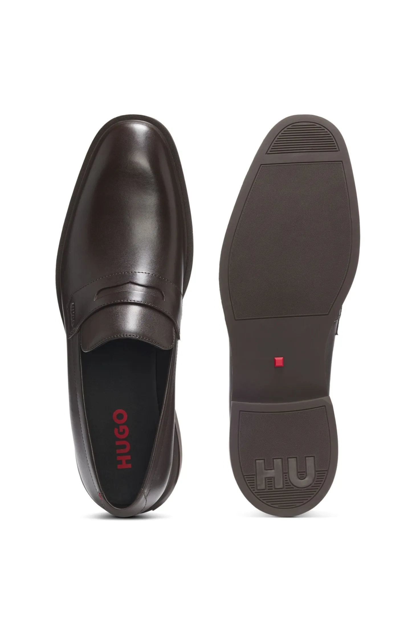 Leather loafers with penny trim