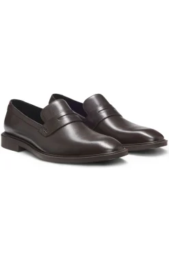 Leather loafers with penny trim