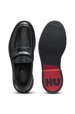 Leather loafers with perforated logos