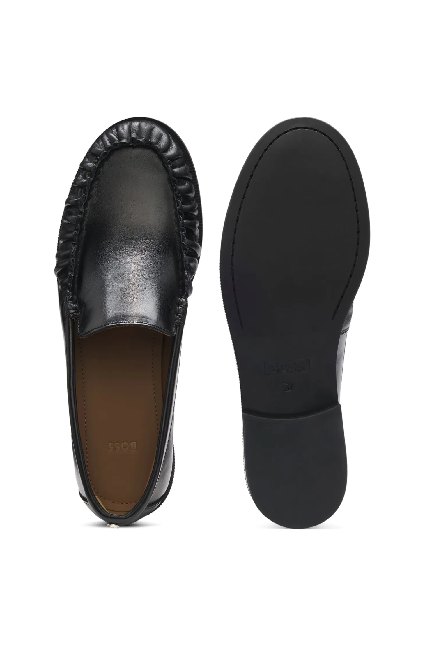 Leather loafer with ruched detailing