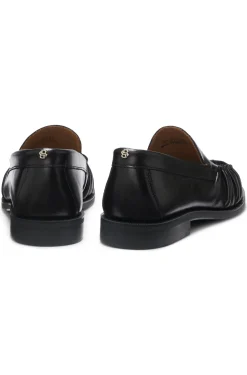 Leather loafer with ruched detailing