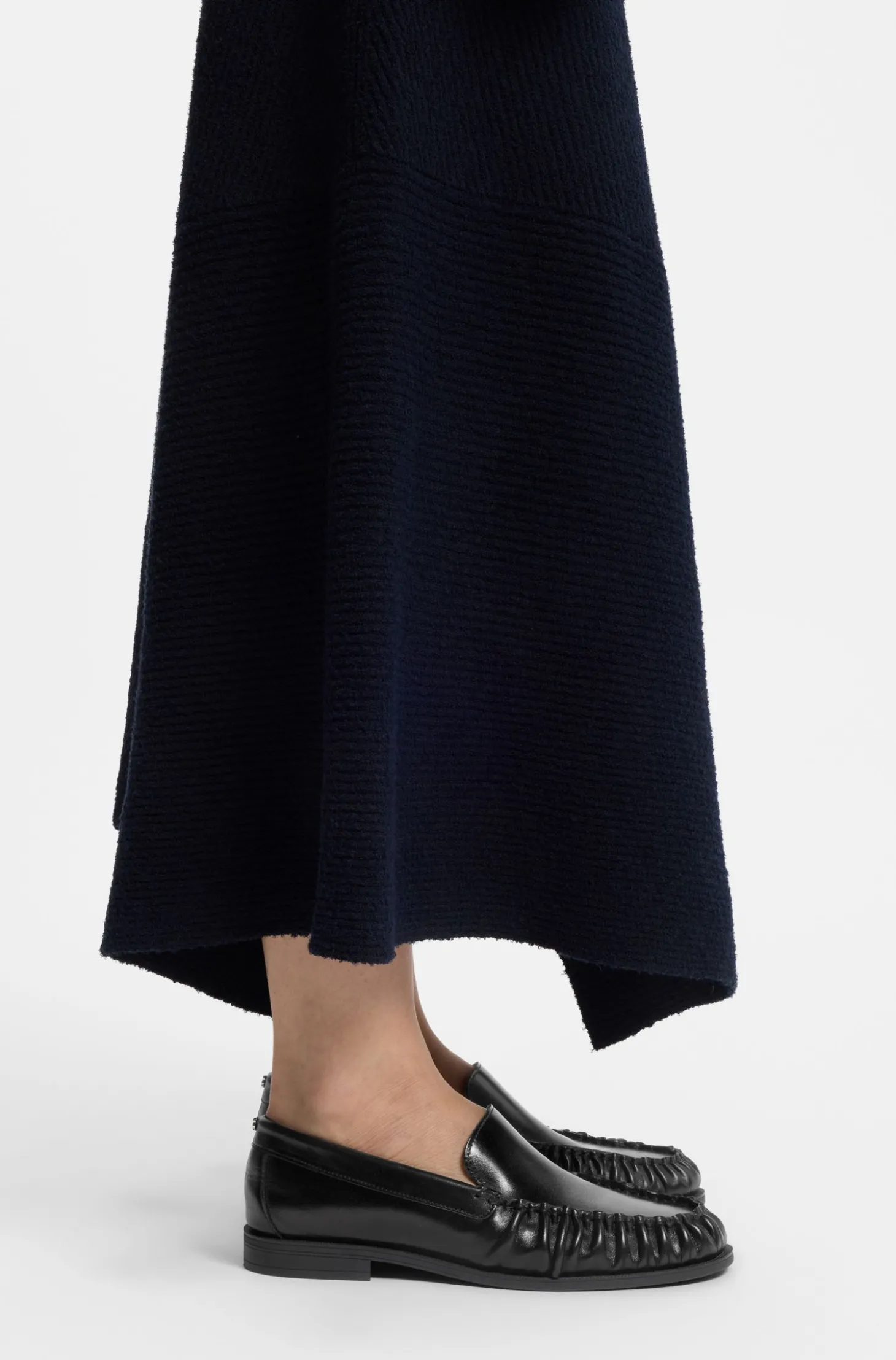 Leather loafer with ruched detailing