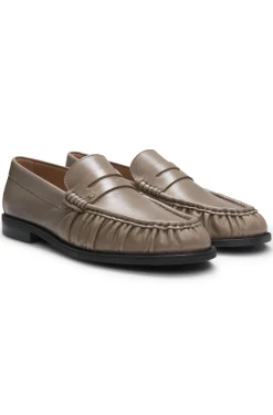 Leather moccasins with Double B monogram