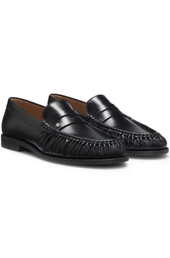 Leather moccasins with Double B monogram