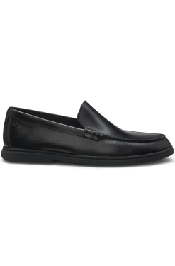 Leather moccasins with embossed logo