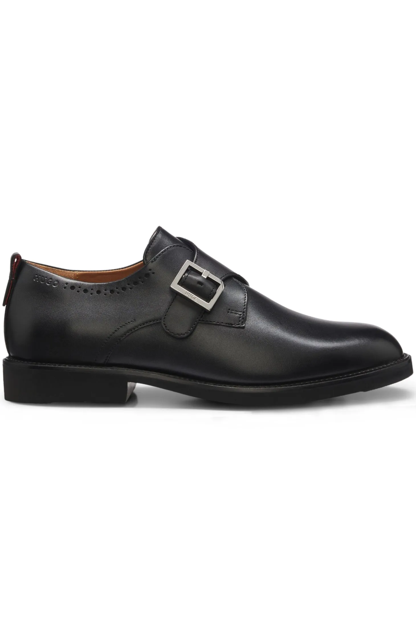 Leather monk shoes with brogue details