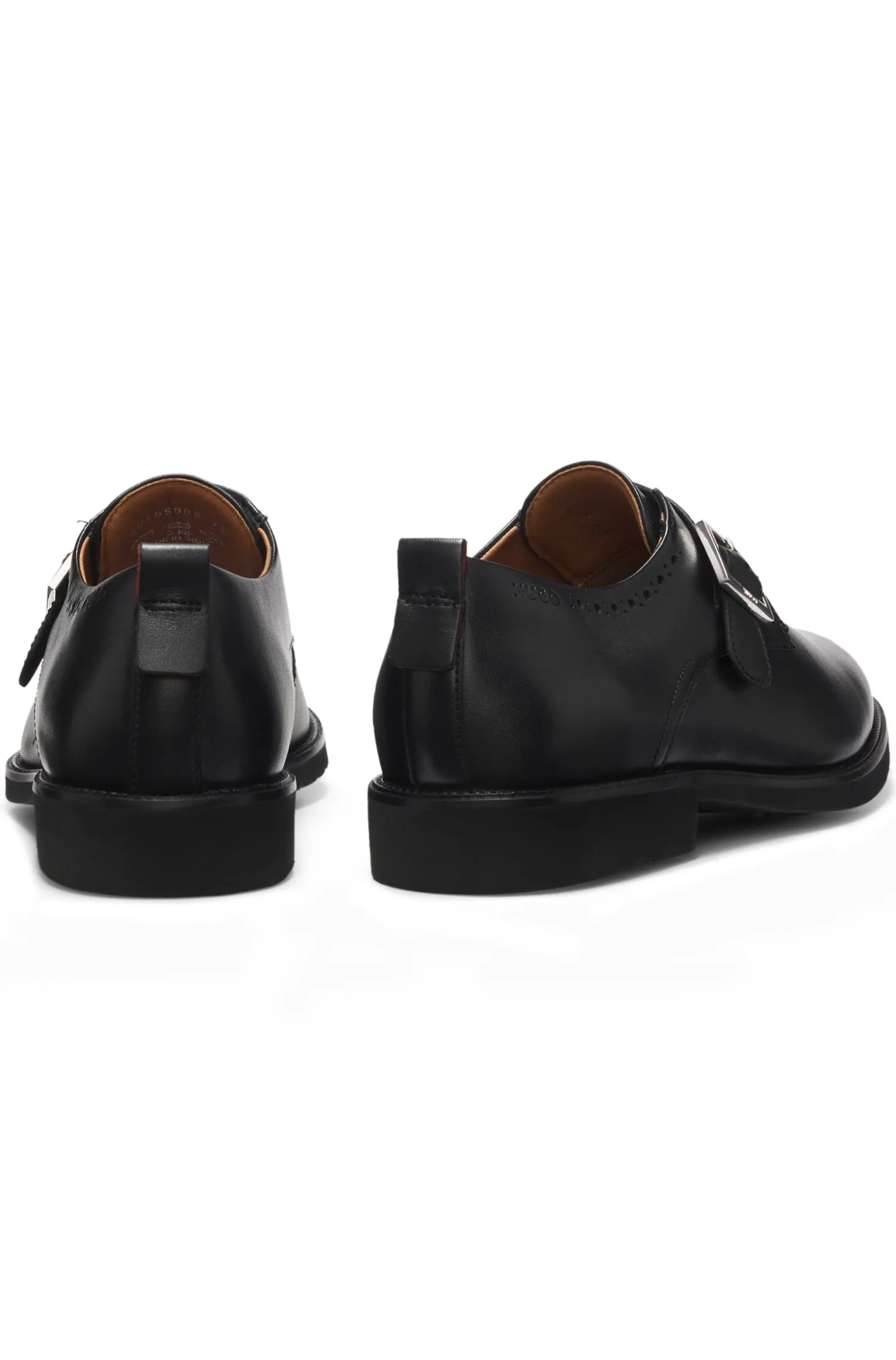 Leather monk shoes with brogue details
