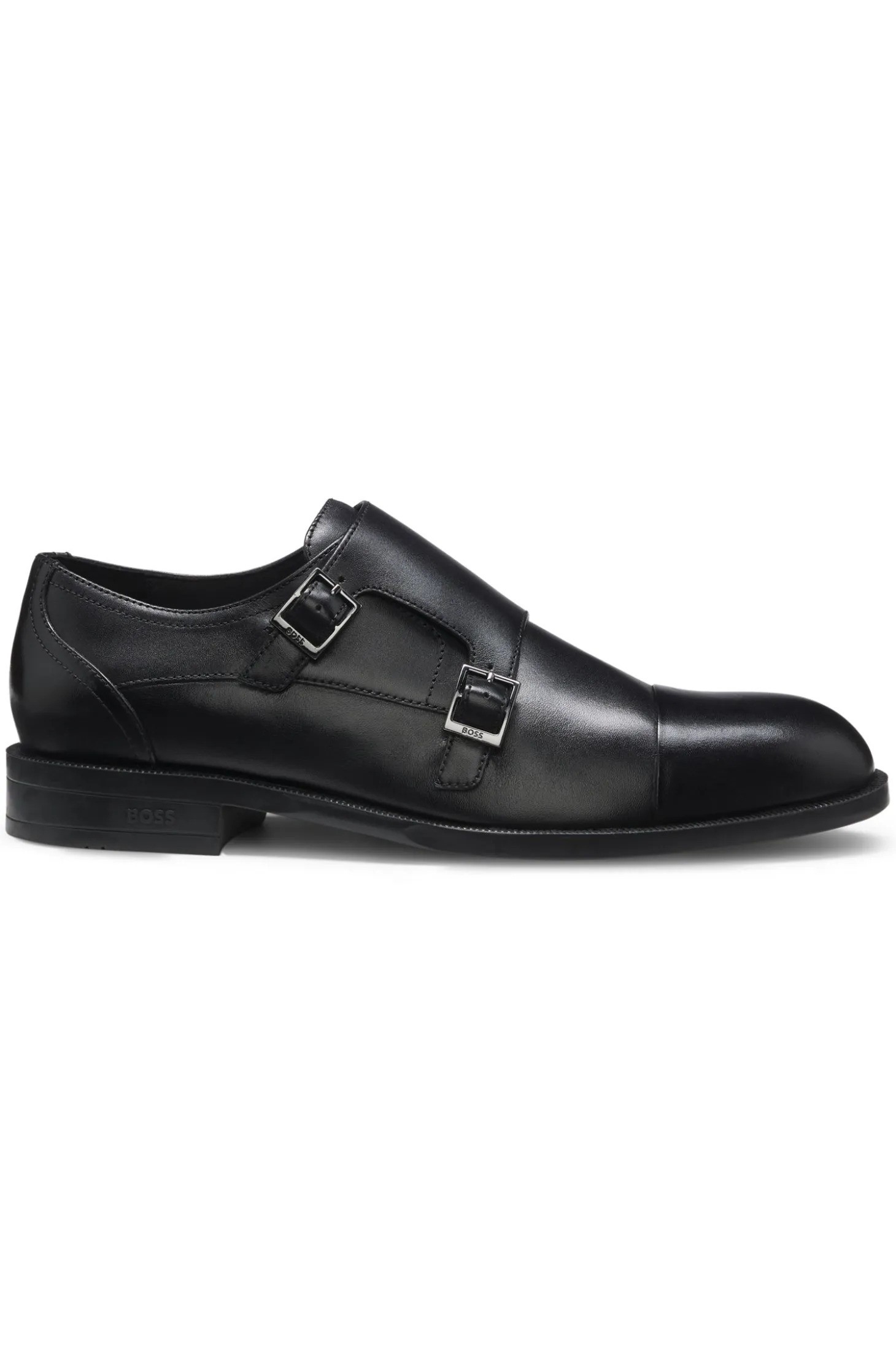 Leather monk shoes with double strap