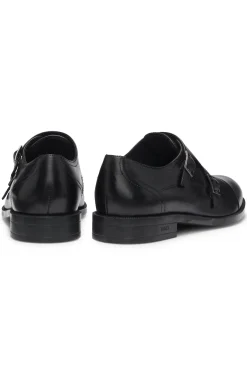 Leather monk shoes with double strap