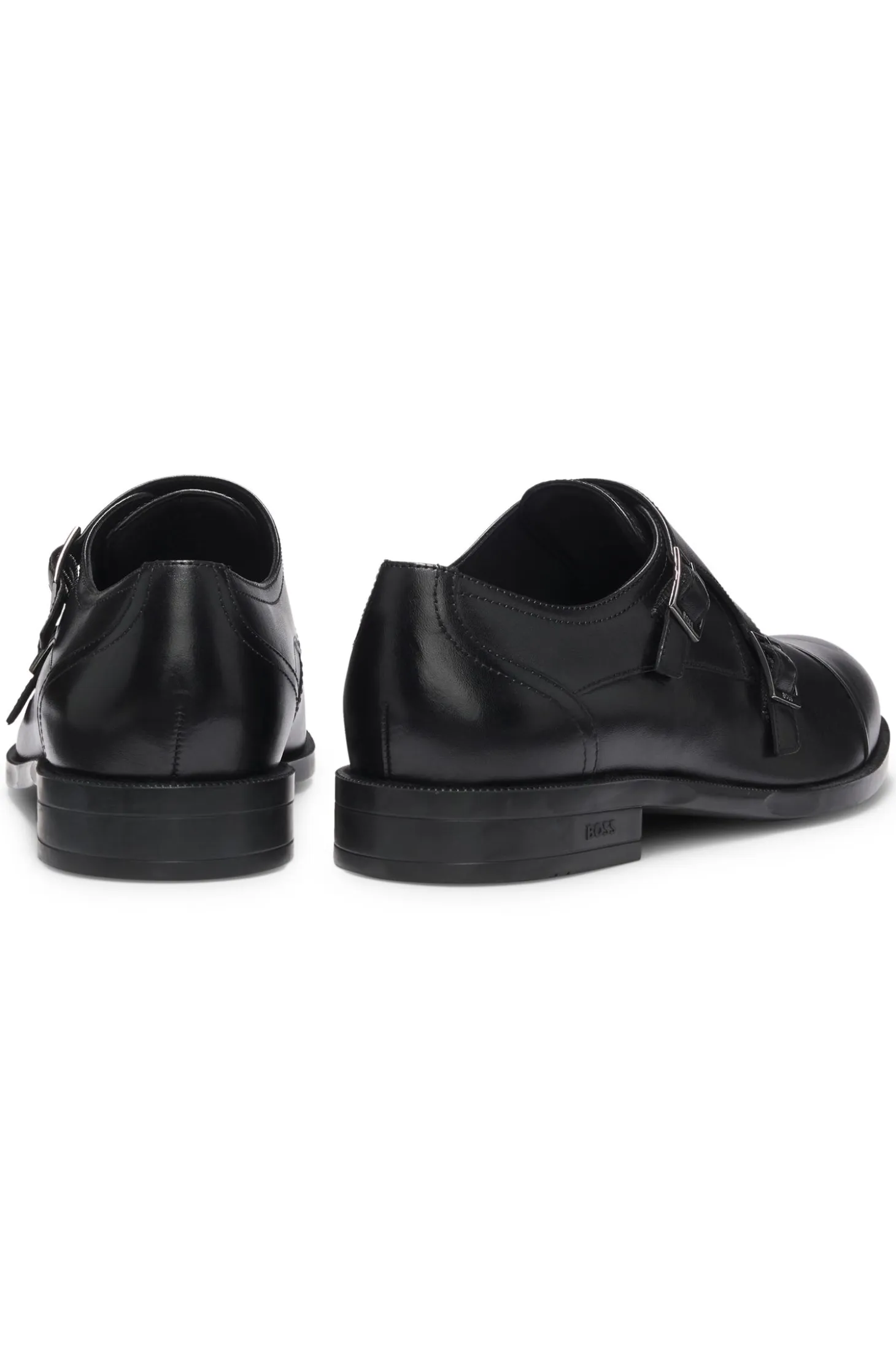 Leather monk shoes with double strap