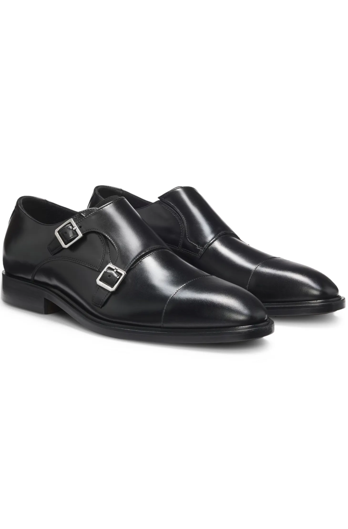 Leather monk shoes with double strap
