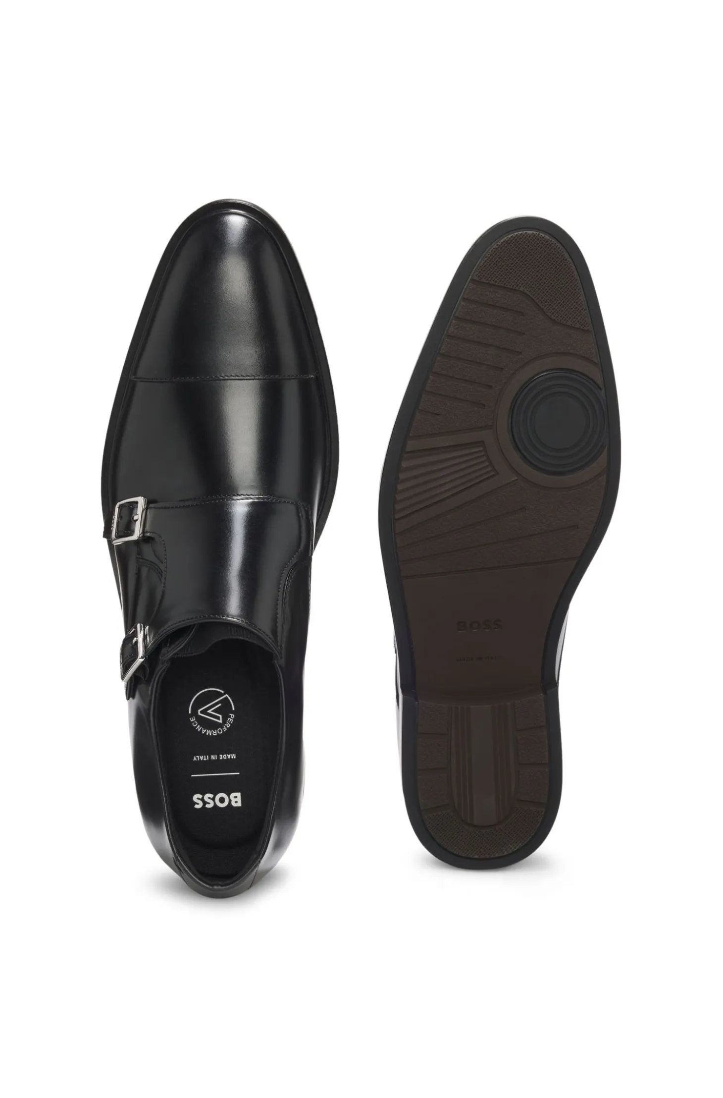 Leather monk shoes with double strap