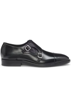 Leather monk shoes with double strap