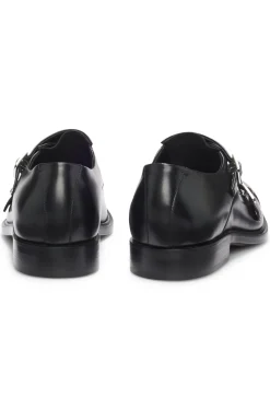 Leather monk shoes with double strap