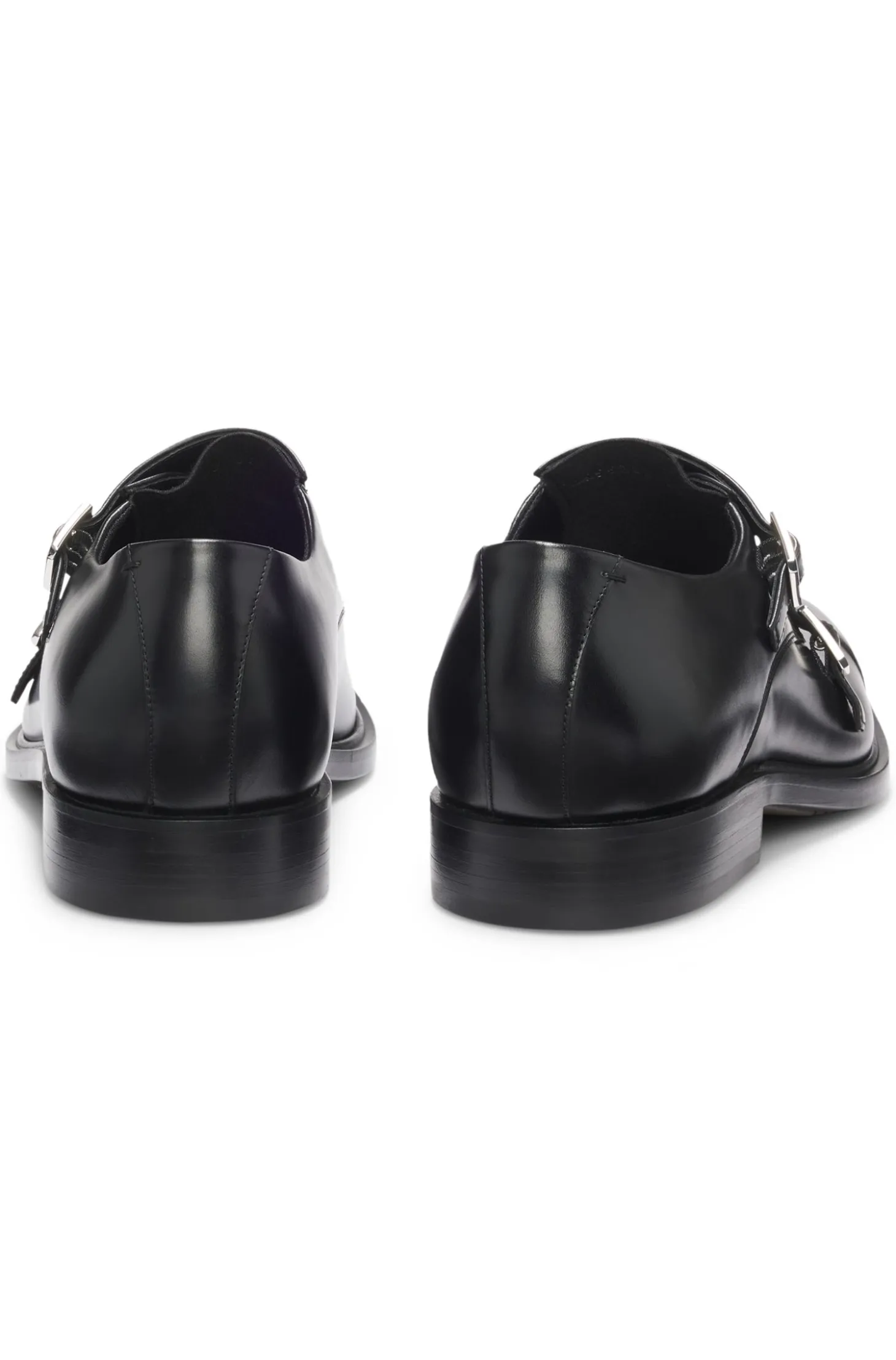 Leather monk shoes with double strap
