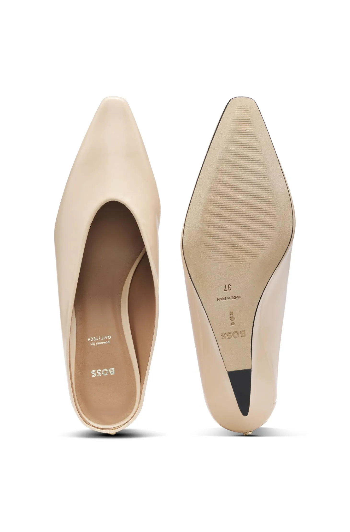 Leather mules with wedge heel