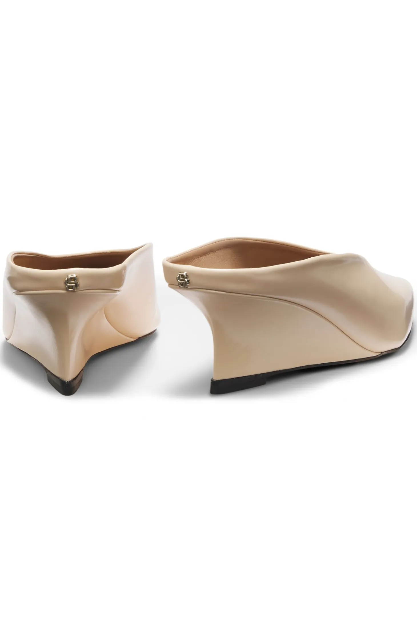 Leather mules with wedge heel