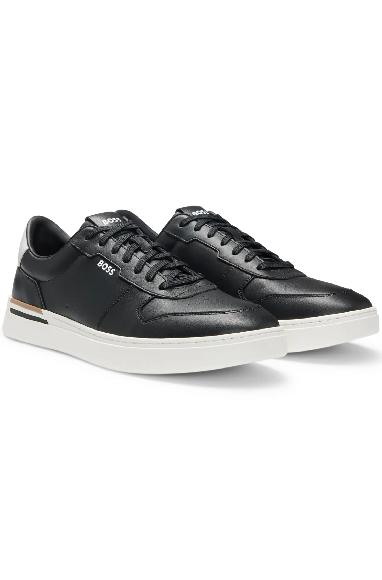 Leather trainers with contrast logos