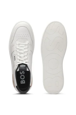 Leather trainers with contrast logos