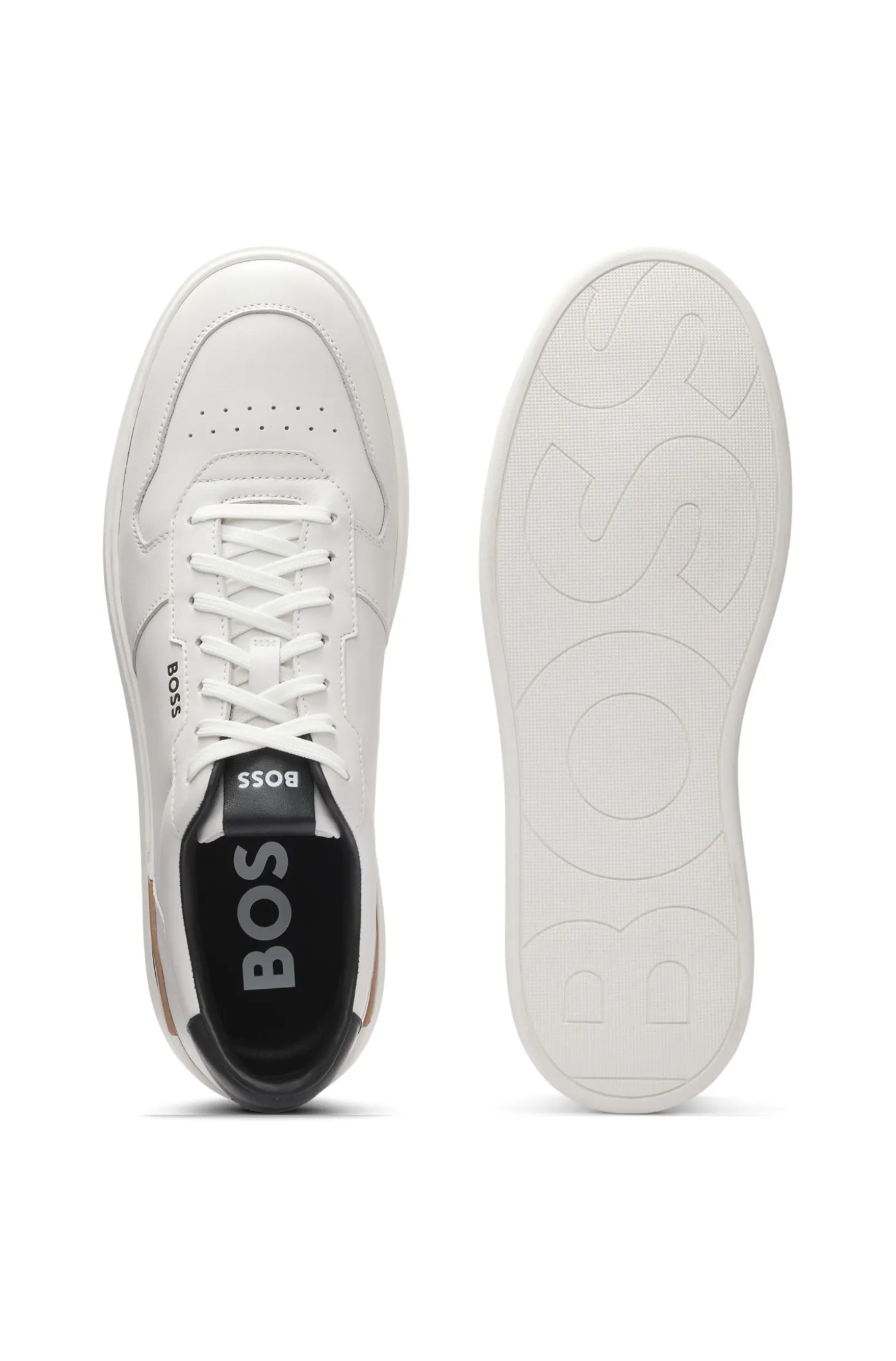 Leather trainers with contrast logos