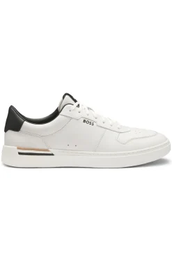 Leather trainers with contrast logos