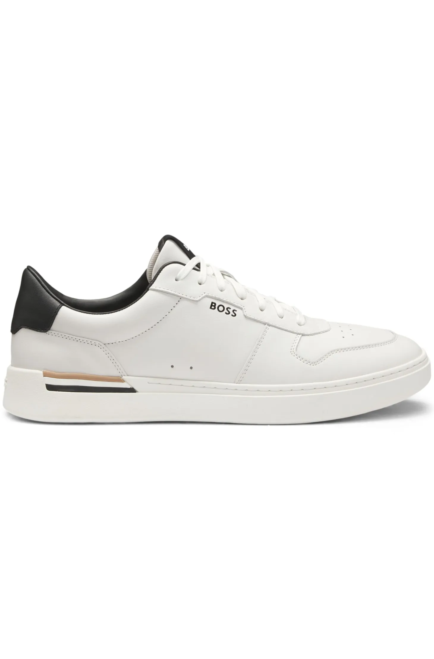 Leather trainers with contrast logos