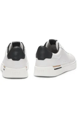 Leather trainers with contrast logos
