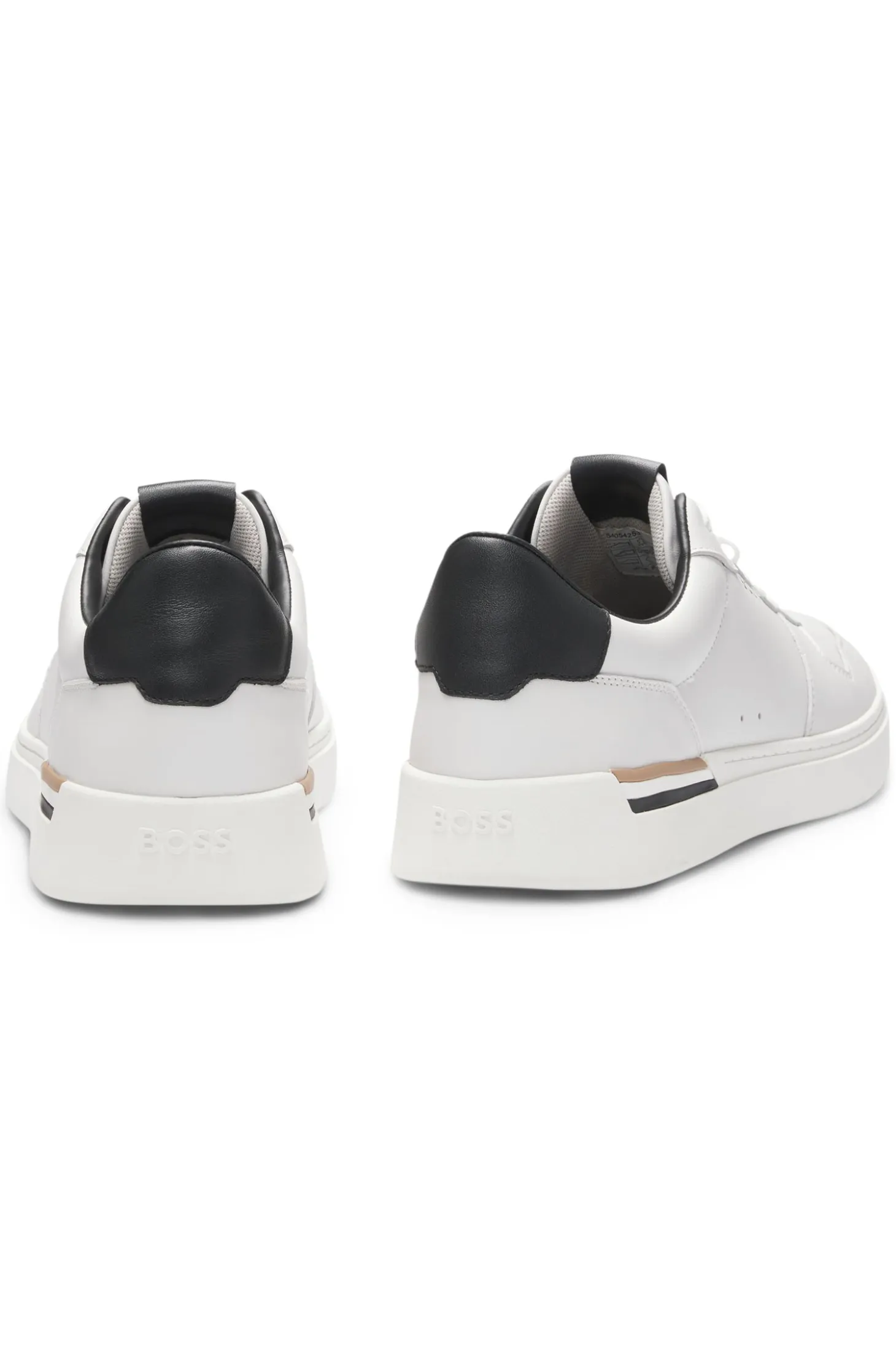 Leather trainers with contrast logos