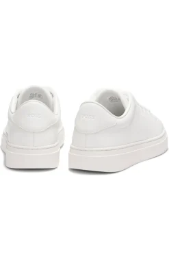 Leather trainers with embossed logos