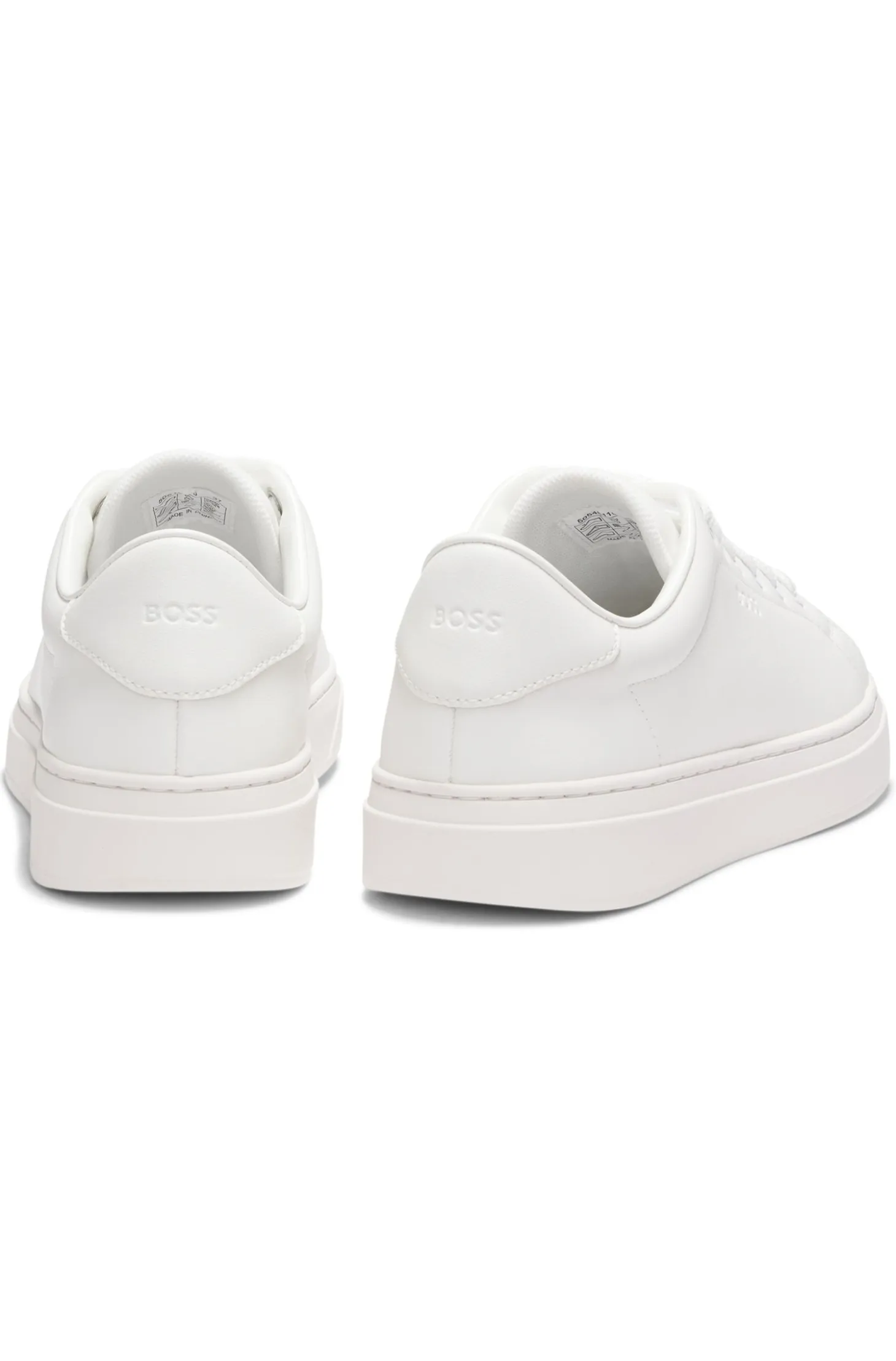 Leather trainers with embossed logos