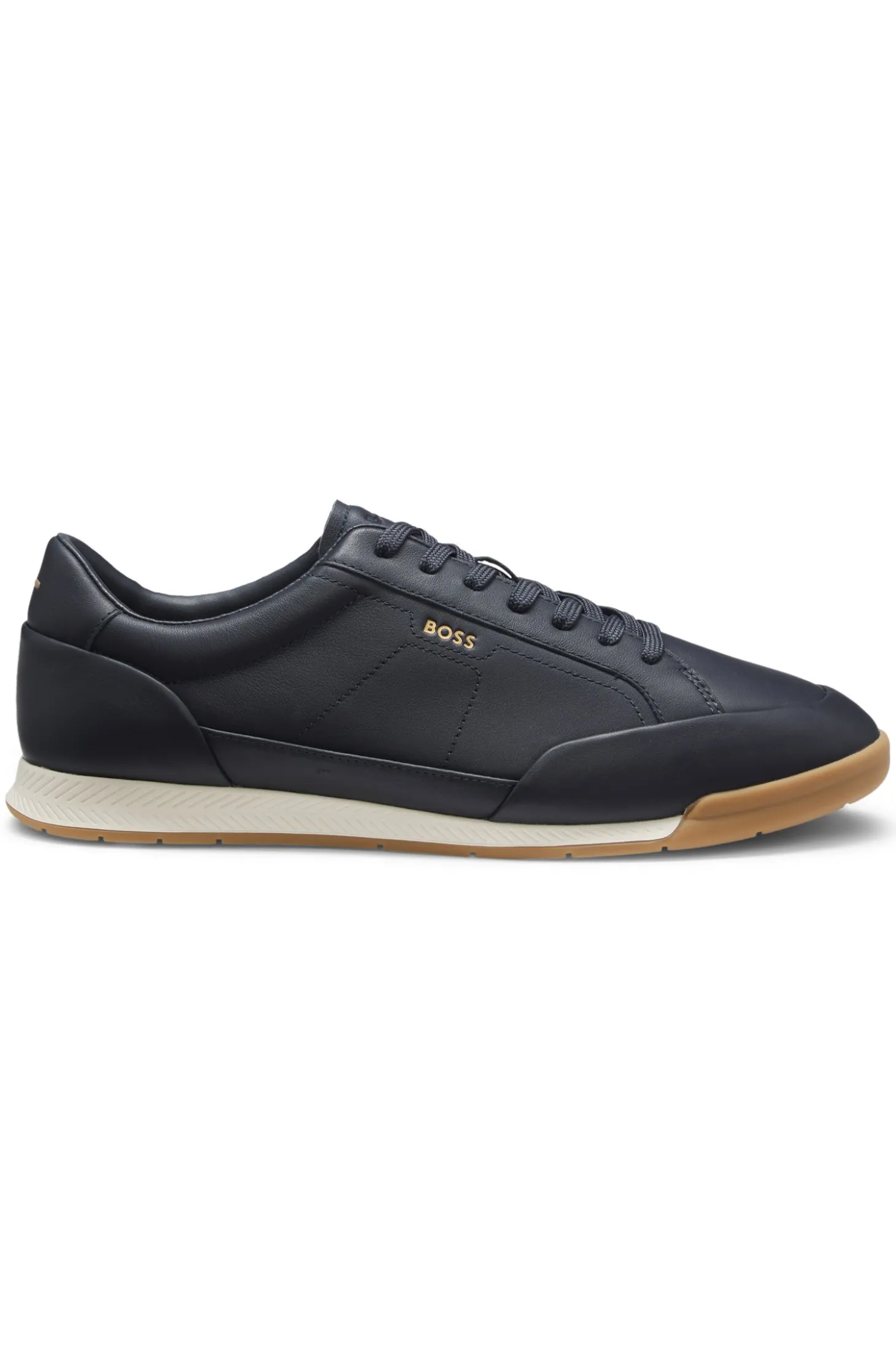 Leather trainers with foil logo