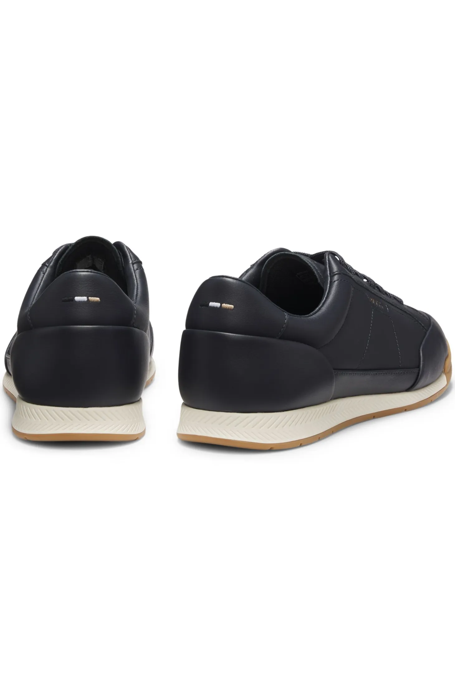 Leather trainers with foil logo