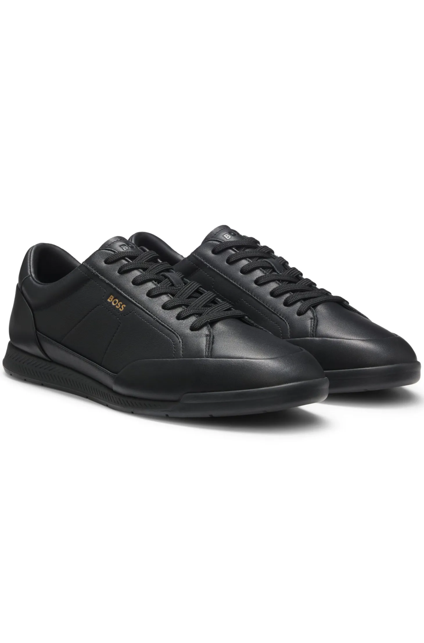 Leather trainers with foil logo