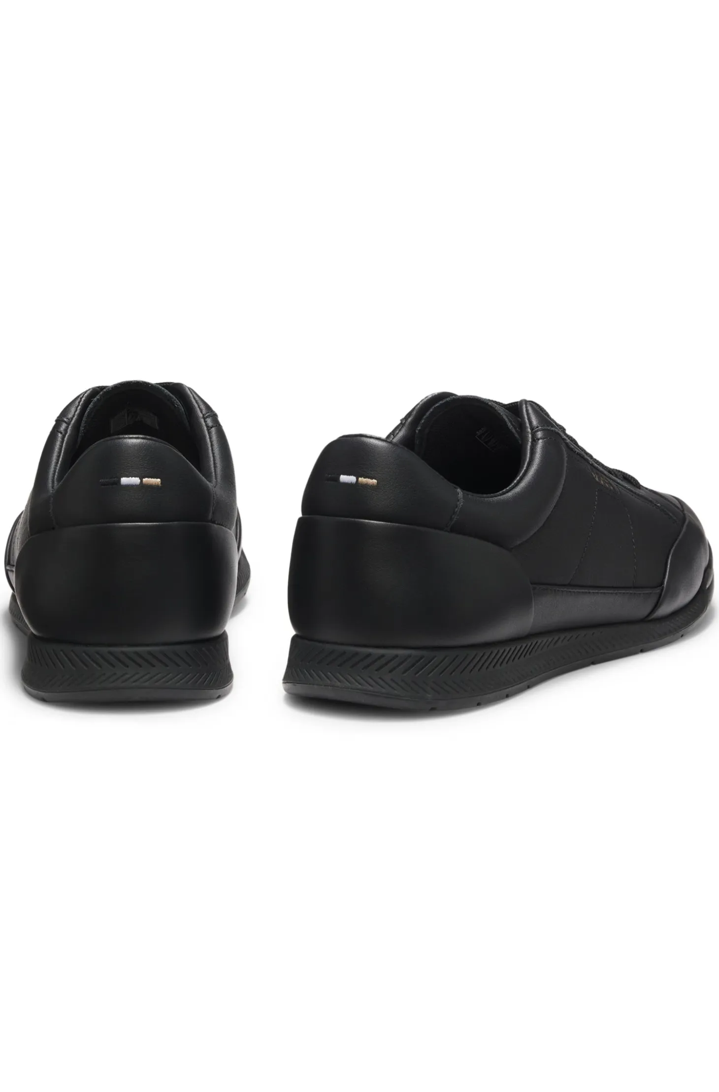 Leather trainers with foil logo