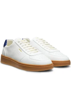 Leather trainers with gold-tone logo