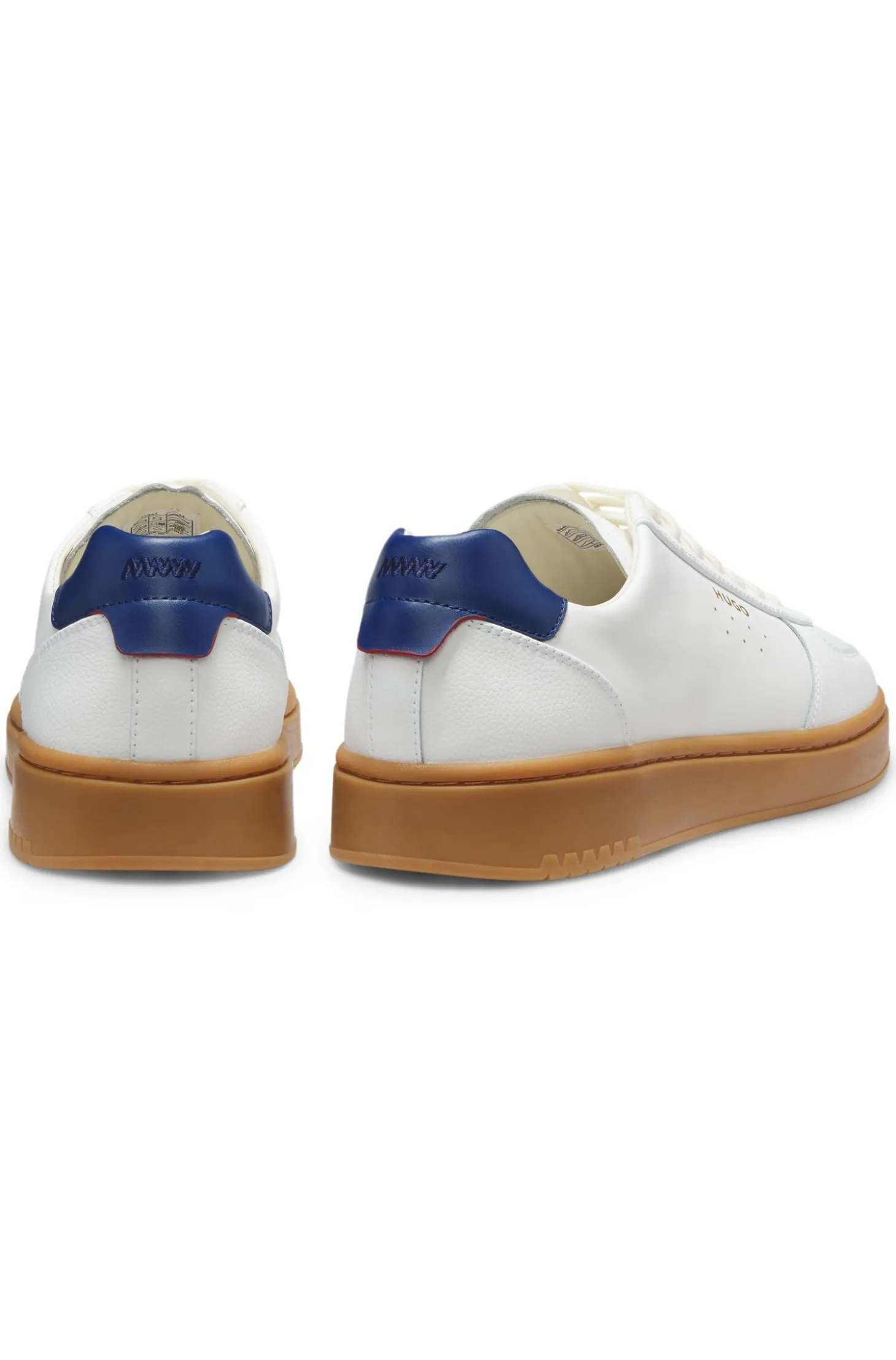 Leather trainers with gold-tone logo