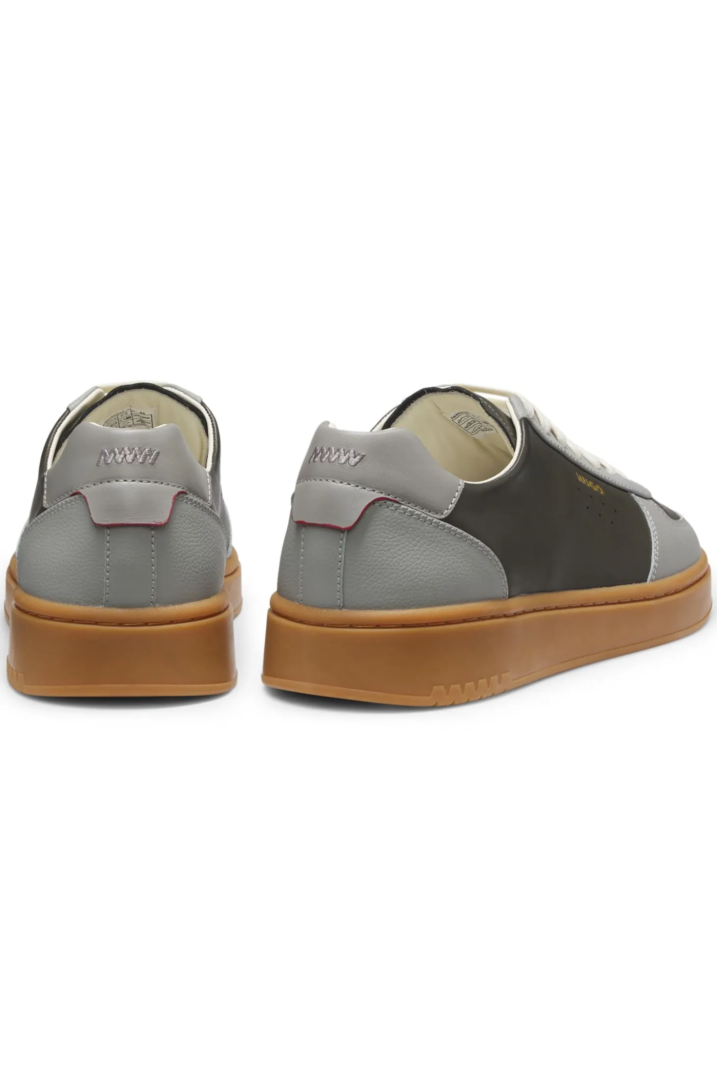 Leather trainers with gold-tone logo